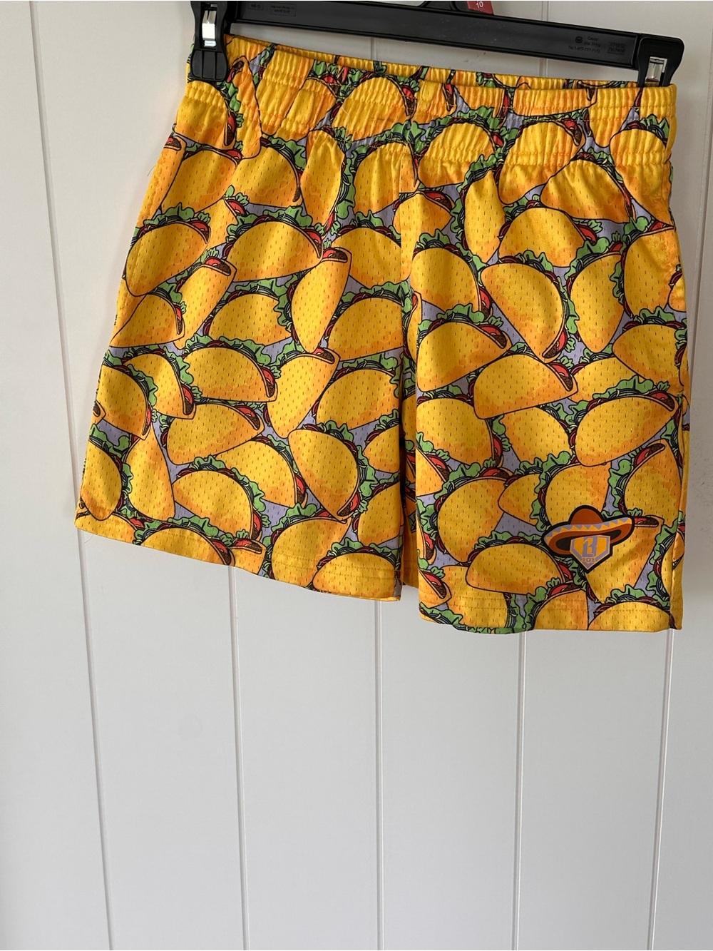 Kids' Yellow Taco-Print Baseball Lifestyle Shorts